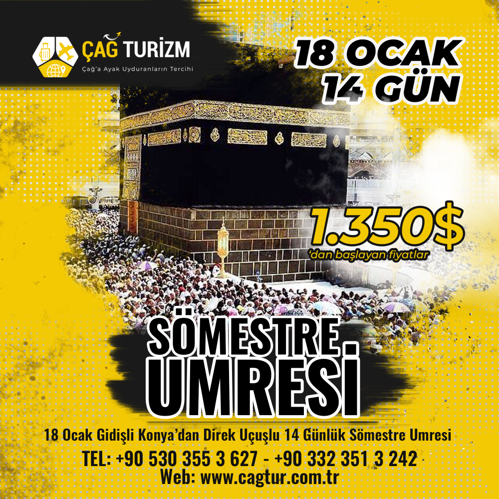 18 OCAK GİDİŞLİ 14 GÜNLÜK UMRE