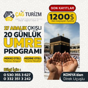 27 ARALIK GİDİŞLİ 20 GÜNLÜK UMRE